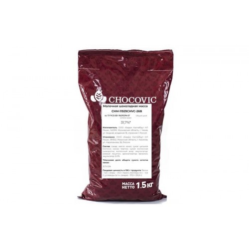 Chocovic - Шоколад молочный 31,7% какао (CHM-11929CHVC-26B) 1,5кг в коробке по 10шт.
