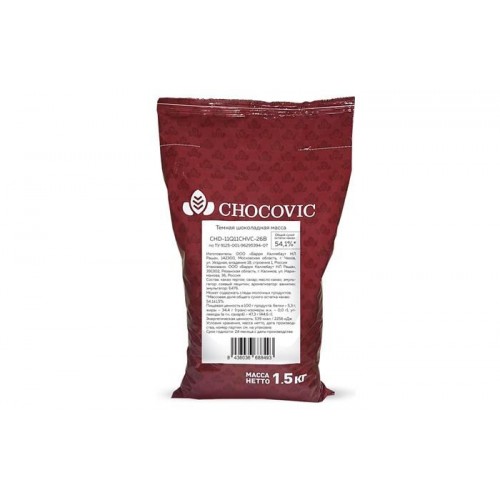 Chocovic - Шоколад темный 54,1% какао (CHD-11Q11CHVC-26B) 1,5кг в коробке по 10шт.