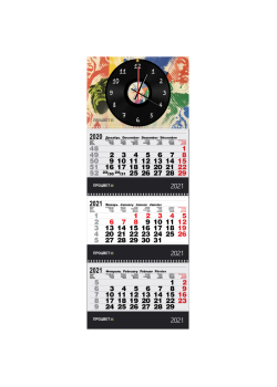 Календарь ТРИО-Стандарт (3 рекламных поля) с часами