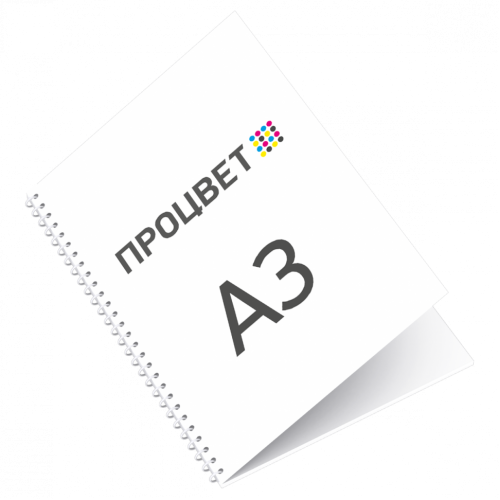 Презентация на пружине А3, 4+0 (16 листов+обложка+подложка)