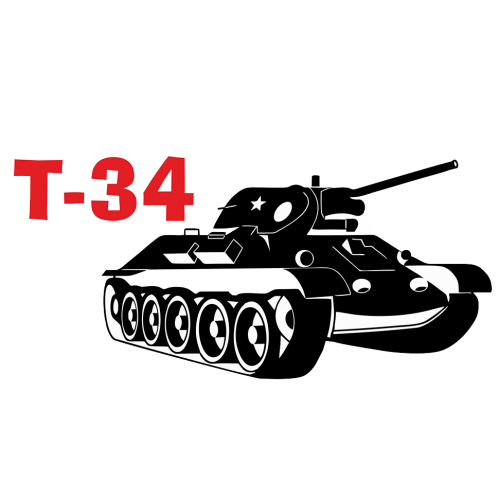 Наклейка на авто «Т-34» размером 506×256 мм