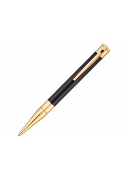 Ручка INITIAL (шариковая), отделка: позолота, черный современный лак, на клипе капля черн. цвета