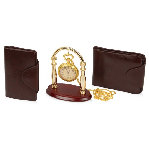Набор: портмоне, визитница, подставка для часов, часы на цепочке Фрегат Laurens de Graff