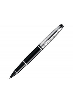Ручка роллер Waterman Expert Deluxe Black CT F, черный/серебристый