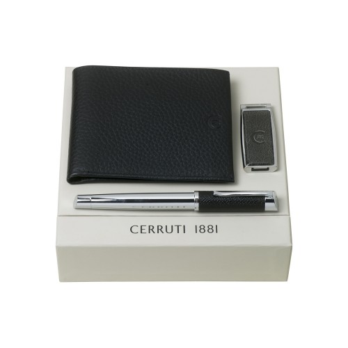Подарочный набор: портмоне, USB-флешка на 16 Гб, ручка-роллер. Cerruti 1881