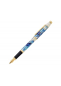 Перьевая ручка Cross Wanderlust Malta, перо тонкое F, белый, синий