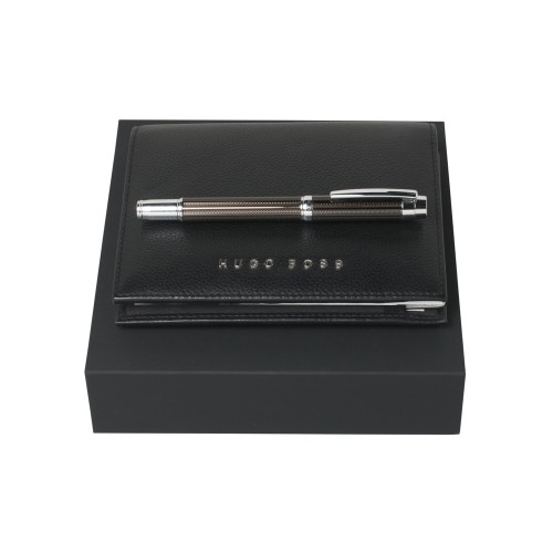 Подарочный набор: блокнот А6, ручка-роллер. Hugo Boss, черный