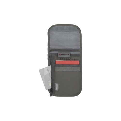 Чехол для документов WENGER на шею с системой защиты данных RFID, серый, полиэстер