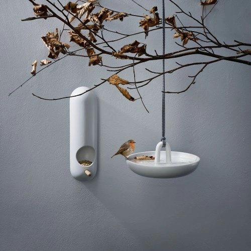 Кормушка для птиц Bird Feeder Tube, настенная, белая