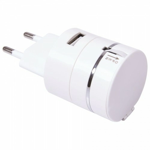Сетевой адаптер PLUG для зарядки устройств c USB выходом и кабелем 3-в-1, белый