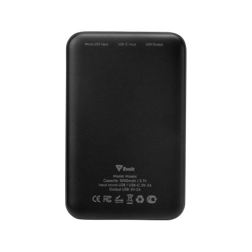 Внешний аккумулятор Evolt Mosaic, 5000 mAh, черный