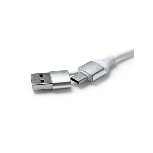 USB-хаб BADOC с корпусом из бамбука и ткани RPET, серый меланж