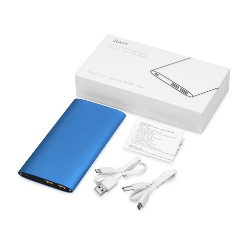 Портативное зарядное устройство Джет с 2-мя USB-портами, 8000 mAh, синий (Р)