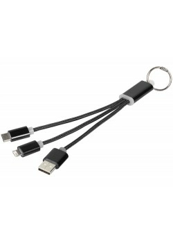 Кабель для зарядки Metal 3-в-1 с брелоком, черный