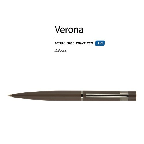 Ручка Verona шариковая автоматическая, коричневый металлический корпус 1.0 мм, синяя