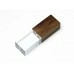 USB-флешка на 16 Гб прямоугольной формы, под гравировку 3D логотипа, материал стекло, с деревянным колпачком красного цвета, красный