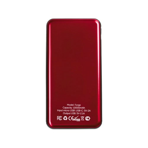 Внешний аккумулятор Forge v.2, металл, 10000mah, красный